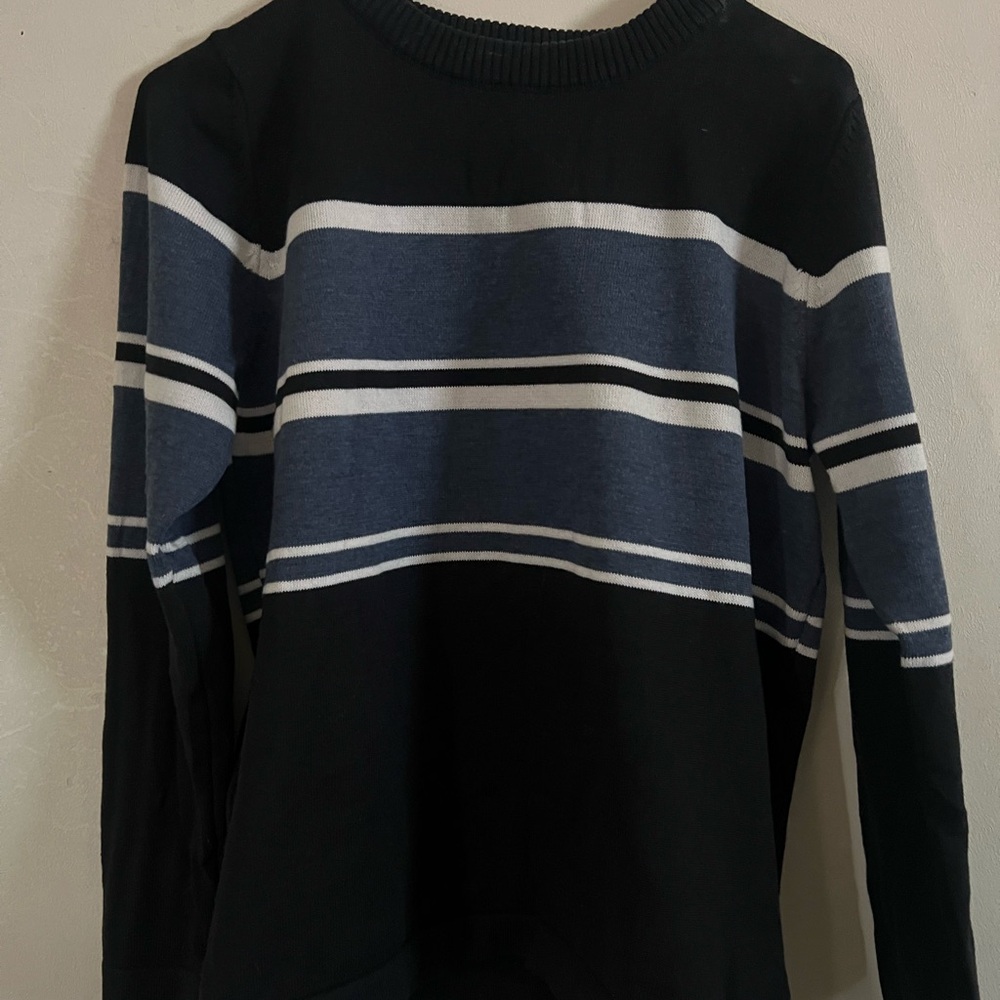 Black and Blue Striped Women's Sweater